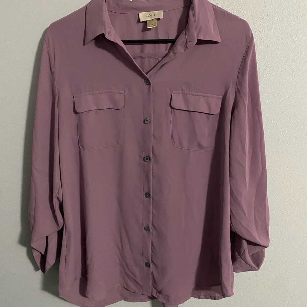 LOFT Mauve Button-Up Shirt